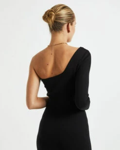 Monty One Shoulder Knit Dress Black -Insight Shop 6 27252