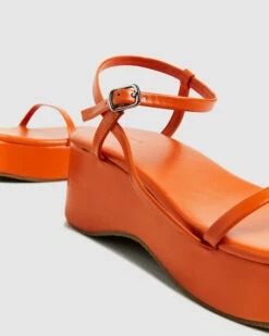Lola Flatform Sandals Tangerine Orange -Insight Shop 6 27977