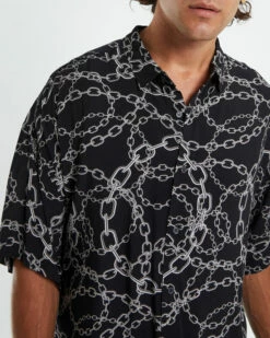 Chains Oversized Short Sleeve Shirt Black -Insight Shop 6 30175