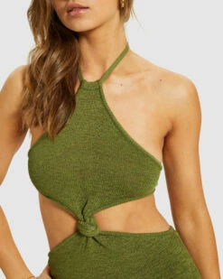 Jayla Knot Front Knit Dress Khaki 13 Jayla Knot Front Knit Dress Khaki -Insight Shop 6 34985