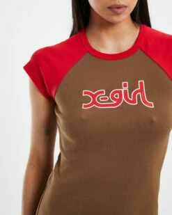 Mills Outline Raglan T-Shirt Dress Brown/Red -Insight Shop 6 39078