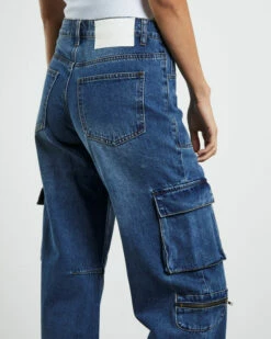 One Teaspoon Rosewood Cargo Mid Waist Wide Leg Jeans Jackson Blue -Insight Shop 6 39195