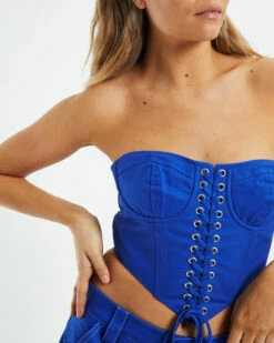 Pia Lace Front Corset Blue -Insight Shop 6 40341