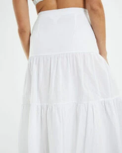 Ivy Wrap Linen Tiered Skirt White -Insight Shop 6 42276