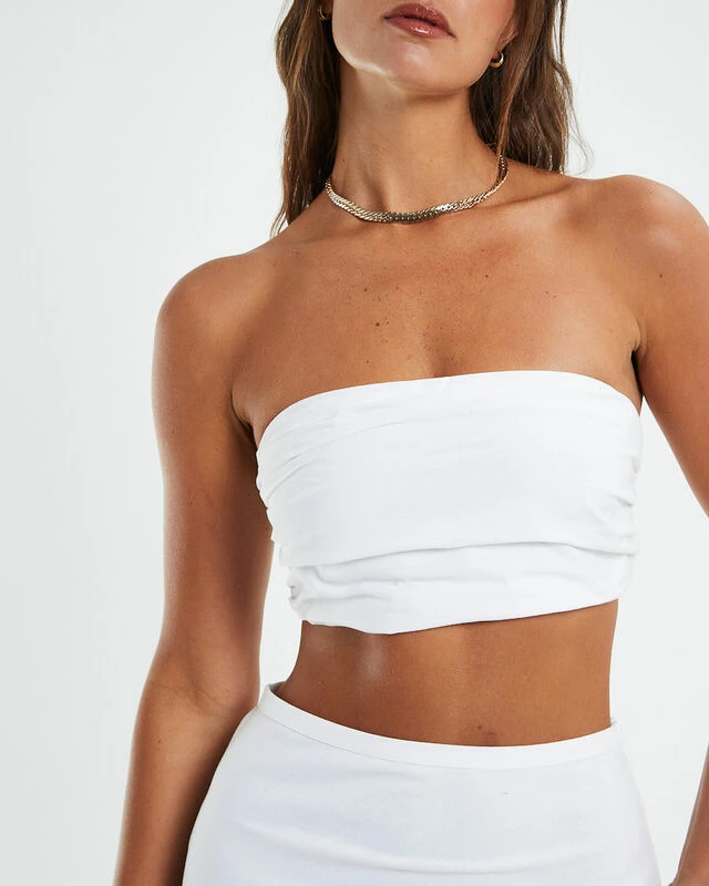 Mya Ruched Bandeau White 8 Mya Ruched Bandeau White - Image 6