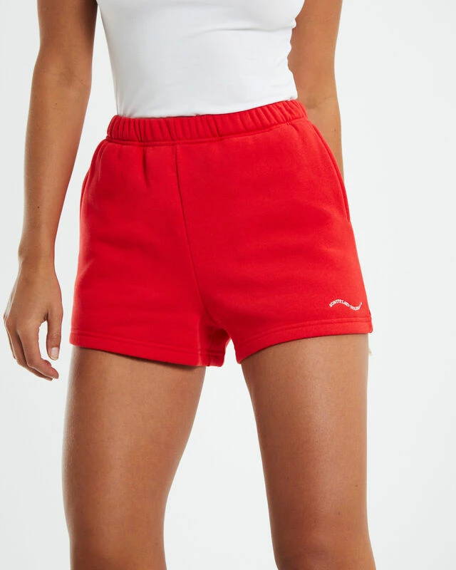 Subtitled Pull On Fleece Shorts Red 8 Subtitled Pull On Fleece Shorts Red - Image 6