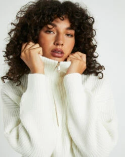 Ezra Half Zip Knit Pull Over Jumper Off White 13 Ezra Half Zip Knit Pull Over Jumper Off White -Insight Shop 6 45737