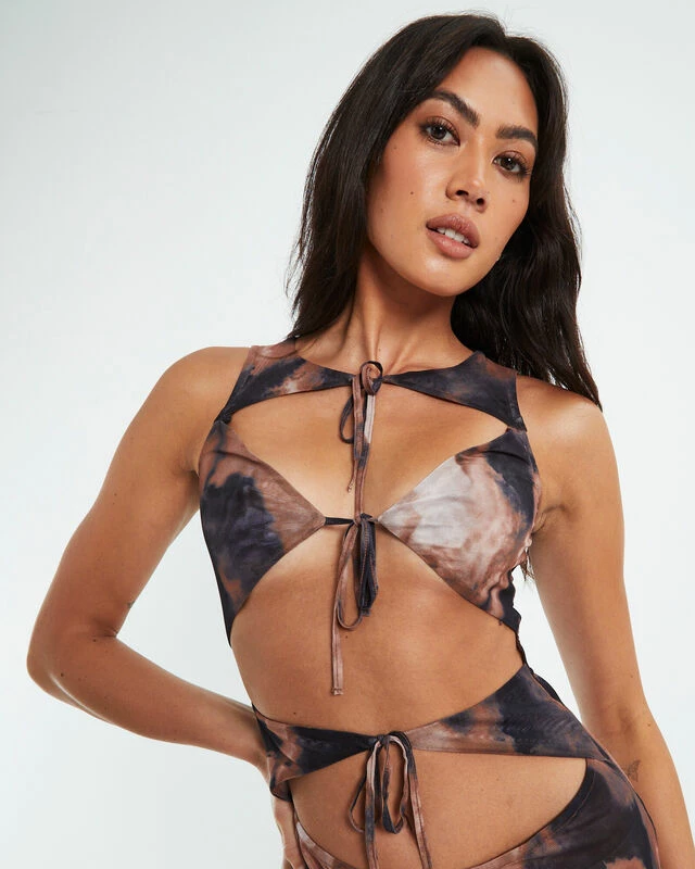 Teena Multi Tie Front Midi Dress Multi 8 Teena Multi Tie Front Midi Dress Multi - Image 6