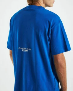 Calvin Klein Motion Floral Short Sleeve Graphic T-Shirt In Blue -Insight Shop 6 46285