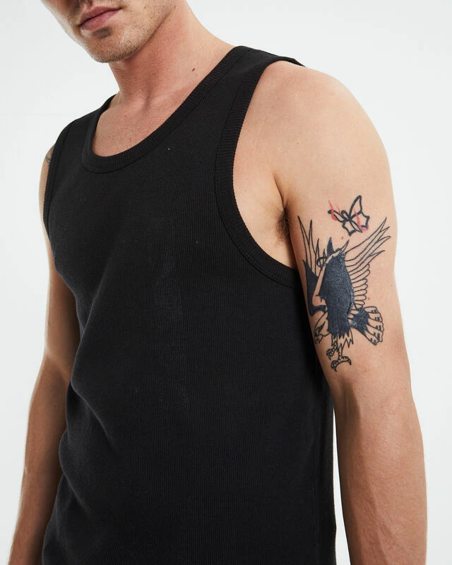 Rib Singlet Black 8 Rib Singlet Black - Image 6
