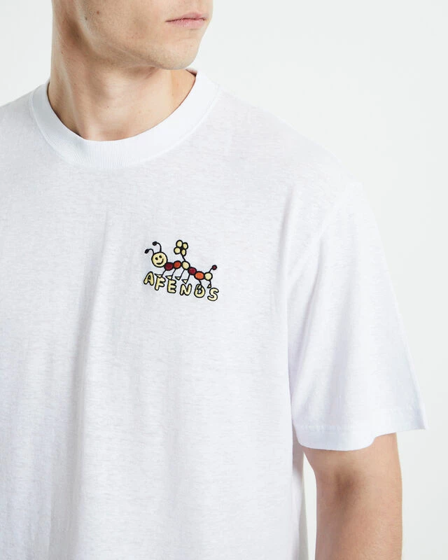 Afends Caterpillar Hemp Retro Short Sleeve T-Shirt White 8 Afends Caterpillar Hemp Retro Short Sleeve T-Shirt White - Image 6