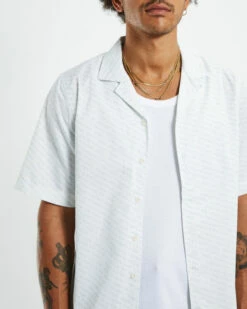Afends Mushroom Recycled Cuban Short Sleeve Shirt White 13 Afends Mushroom Recycled Cuban Short Sleeve Shirt White -Insight Shop 6 48747