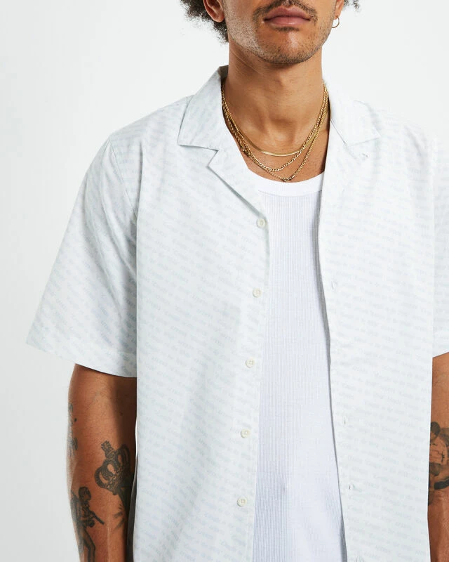 Afends Mushroom Recycled Cuban Short Sleeve Shirt White 8 Afends Mushroom Recycled Cuban Short Sleeve Shirt White - Image 6