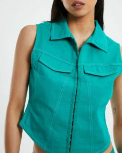 Yolanda Patch Pocket Hook Front Vest Green 13 Yolanda Patch Pocket Hook Front Vest Green -Insight Shop 6 49643