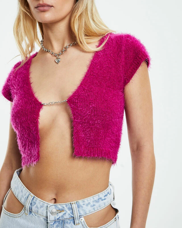 Becky Split Front Cardi Magenta 8 Becky Split Front Cardi Magenta - Image 6