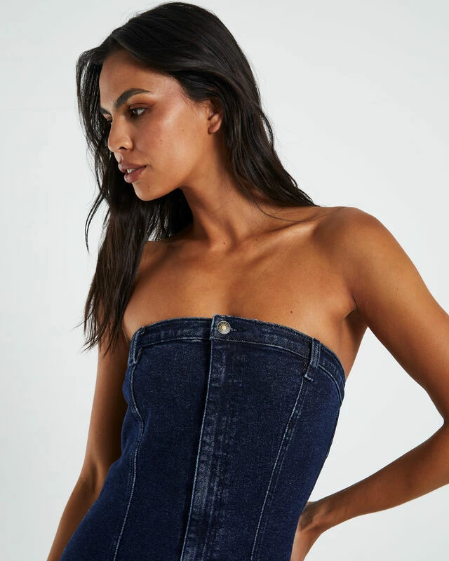 Insight Marella Corset Denim Tube Dress Blue 8 Insight Marella Corset Denim Tube Dress Blue - Image 6