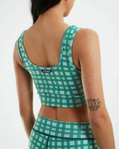 Afends Hemp Rib Check Sleeveless Crop Top Forest Green -Insight Shop 6 57131