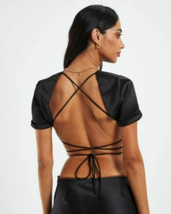 Andie Lace Back Baby Tee Black -Insight Shop 6 57325