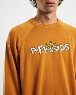 Afends Farming Recycled Knit Crewneck Sweater In Mustard Yellow -Insight Shop 6 58317