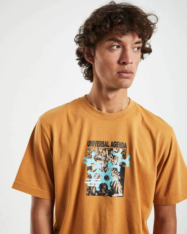 Afends Universal Recycled Retro Fit T-Shirt In Mustard Yellow 8 Afends Universal Recycled Retro Fit T-Shirt In Mustard Yellow - Image 6