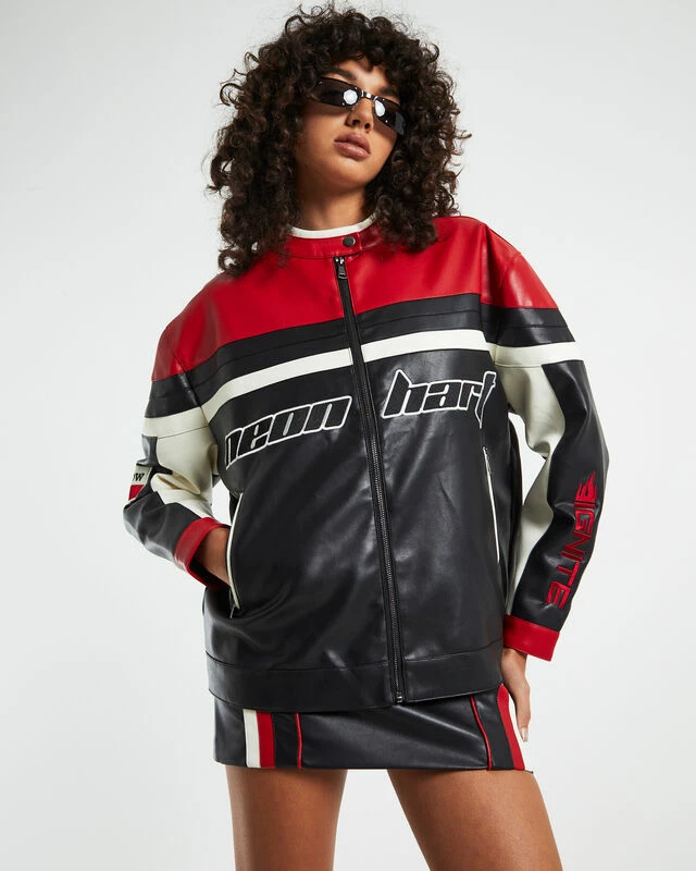 Koko Oversized Moto Jacket Black/Red 8 Koko Oversized Moto Jacket Black/Red - Image 6