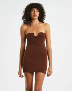 Martha Mini Tube Dress Chocolate Brown 13 Martha Mini Tube Dress Chocolate Brown -Insight Shop 6 58731