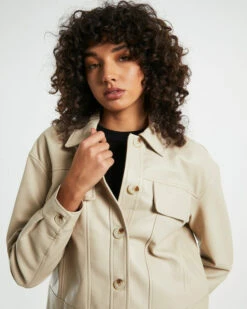 Olga Leather Look Jacket In Cream -Insight Shop 6 59462