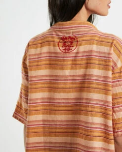 BDG Urban Outfitters BDG Nolan Bowling Shirt Stripe Orange -Insight Shop 6 61800