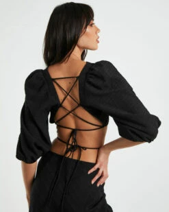 Poppy Tie Back Top In Black -Insight Shop 6 62015