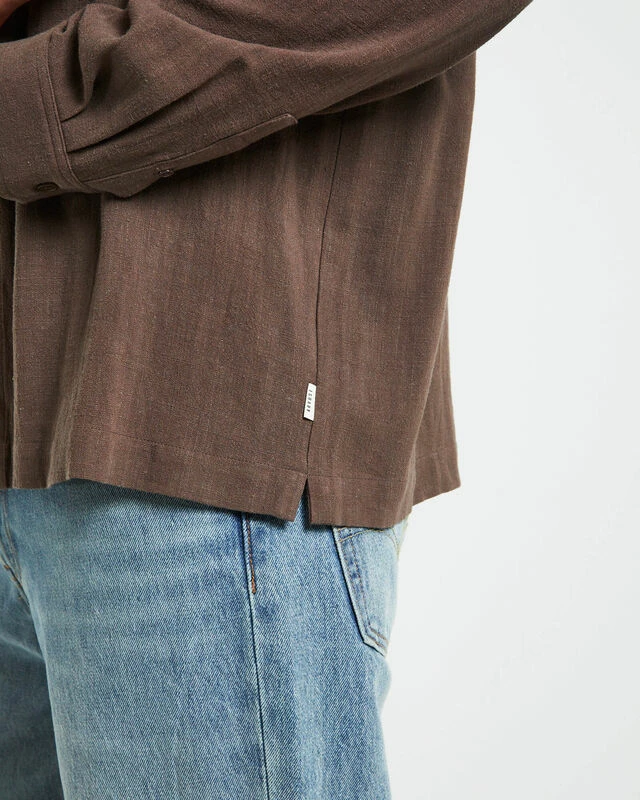 Harrison Linen Long Sleeve Shirt In Umber Brown 8 Harrison Linen Long Sleeve Shirt In Umber Brown - Image 6