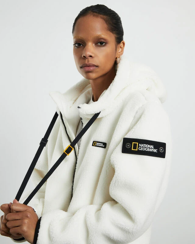 National Geographic Costoni Fleece Hoodie Zip-Up Jacket Sugar Swizzle Ivory 8 National Geographic Costoni Fleece Hoodie Zip-Up Jacket Sugar Swizzle Ivory - Image 6