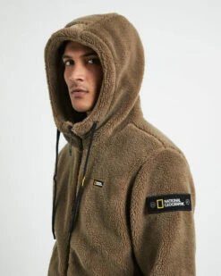 National Geographic Costoni Fleece Hoodie Zip-Up Jacket Oak Khaki 13 National Geographic Costoni Fleece Hoodie Zip-Up Jacket Oak Khaki -Insight Shop 6 72565
