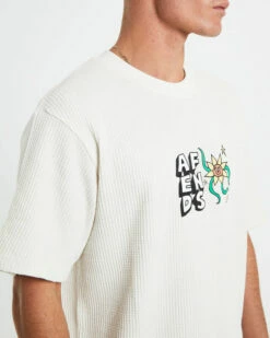 Afends Flowerbed Recycled Waffle Retro Fit T-Shirt In White -Insight Shop 6 73130
