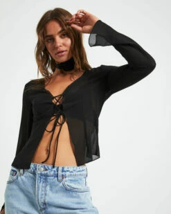 Ivy Laced Sheer Top Black -Insight Shop 6 73477