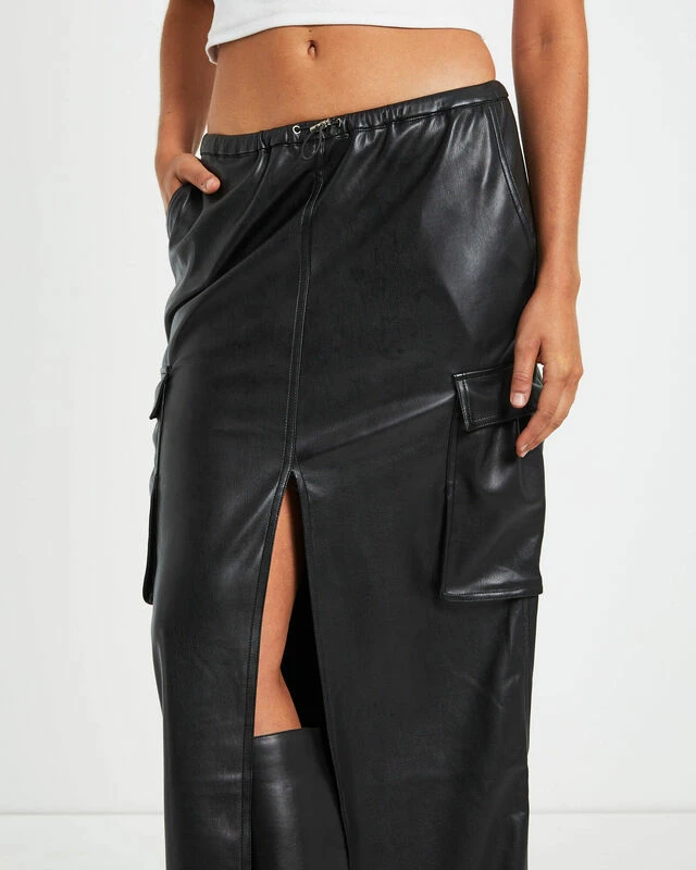 Phoebe Leather Look Cargo Skirt Black 8 Phoebe Leather Look Cargo Skirt Black - Image 6