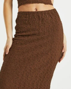 Skyla Textured Maxi Skirt In Hazelnut -Insight Shop 6 73863