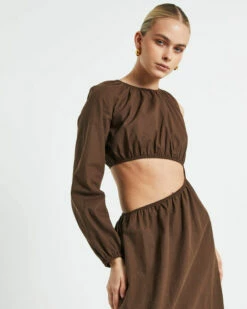 Isobel One Shoulder Cut Out Midi Dress In Chocolate 13 Isobel One Shoulder Cut Out Midi Dress In Chocolate -Insight Shop 6 73869