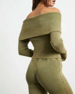 Angelique Zip Front Acid Rib Cardigan In Khaki Green 13 Angelique Zip Front Acid Rib Cardigan In Khaki Green -Insight Shop 6 73945