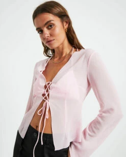 Ivy Laced Sheer Top In Pink -Insight Shop 6 73951
