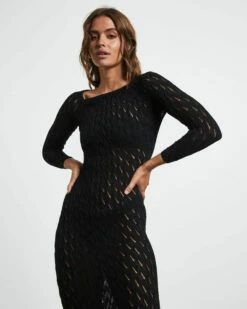 Cleo Midi Long Sleeve Dress In Black -Insight Shop 6 74006