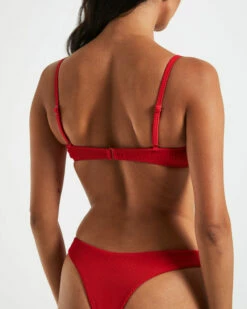 Rib Cut Out Underwire Bikini Top In Red -Insight Shop 6 75040