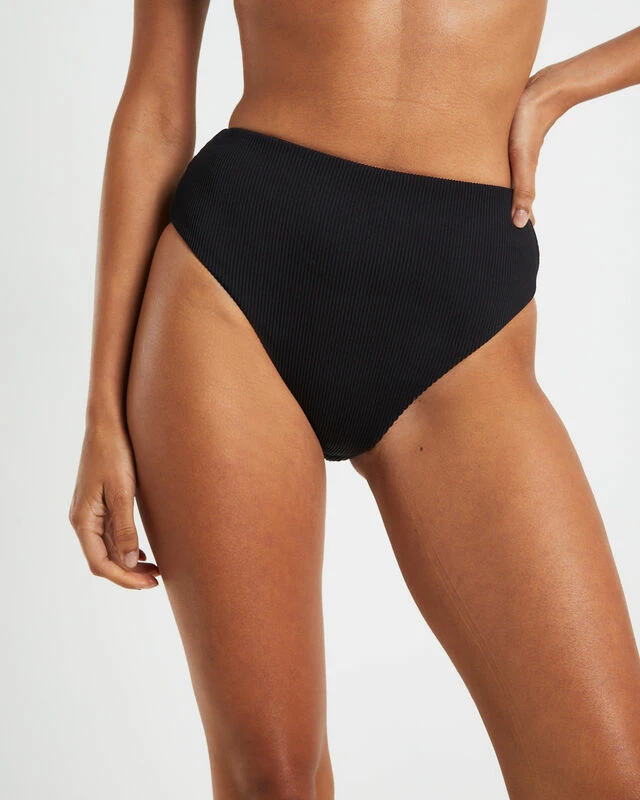 Rib High Waisted Bottoms In Black 8 Rib High Waisted Bottoms In Black - Image 6