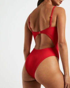 Rib Underwire One Piece In Red -Insight Shop 6 75153