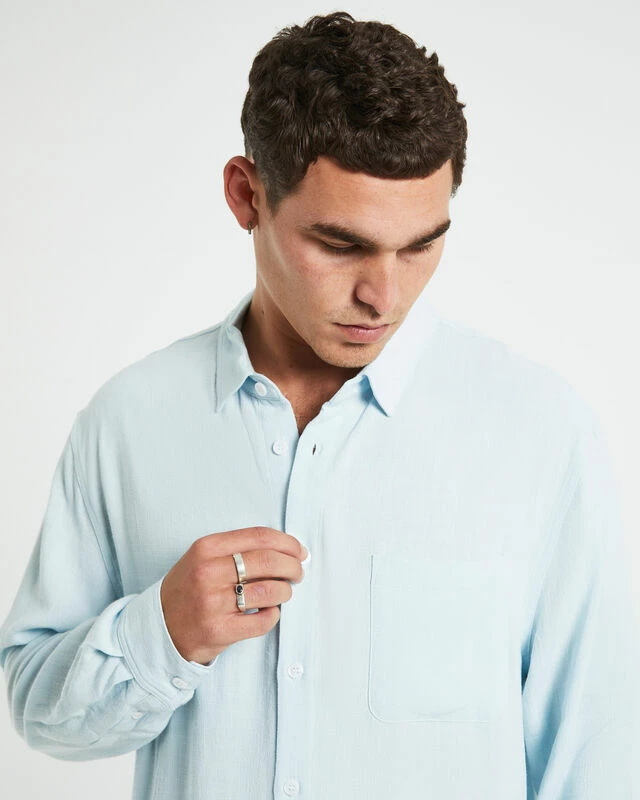 Harrison Linen Long Sleeve Shirt In Sky Blue 8 Harrison Linen Long Sleeve Shirt In Sky Blue - Image 6
