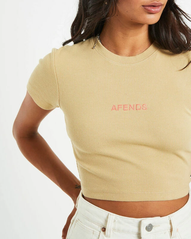 Afends Dillon Abbie Recycled Cropped Tee In Natural 8 Afends Dillon Abbie Recycled Cropped Tee In Natural - Image 6