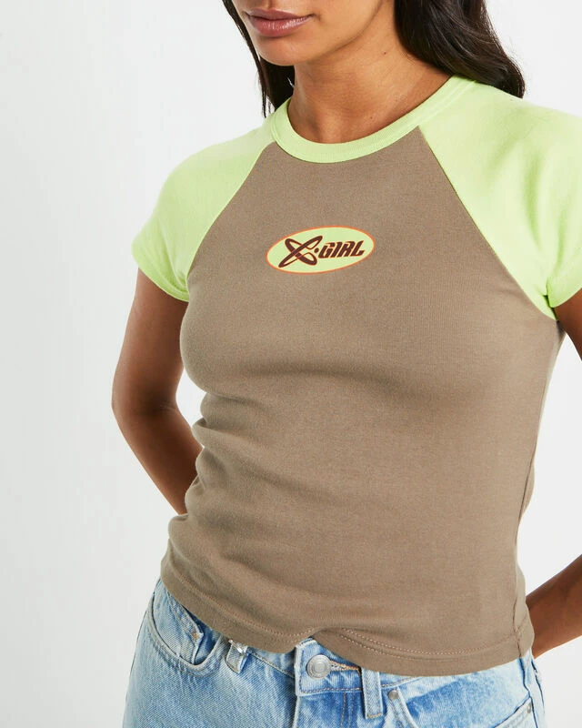 Infinity Short Sleeve Raglan Tee In Taupe Brown 8 Infinity Short Sleeve Raglan Tee In Taupe Brown - Image 6