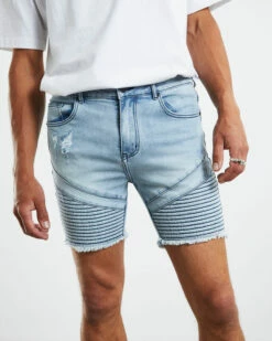 EM 2 Denim Biker Shorts Blitzed Indigo Blue 13 EM 2 Denim Biker Shorts Blitzed Indigo Blue -Insight Shop 6 8819