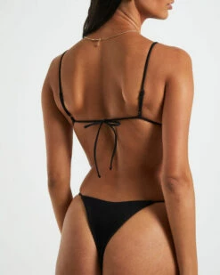 Rib Skinny Strap Triangle Bikini Top In Black 15 Rib Skinny Strap Triangle Bikini Top In Black -Insight Shop 7 74989