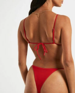 Rib Skinny Strap Triangle Bikini Top In Red 15 Rib Skinny Strap Triangle Bikini Top In Red -Insight Shop 7 75009