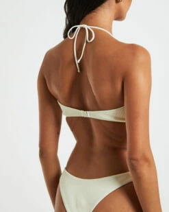 Rib Cross Front Bikini Top In Almond White -Insight Shop 7 75067